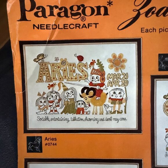 Paragon Zodiac Gallery Aries Crewel Stitchery Kit No. 0744 - Picture 2 of 6